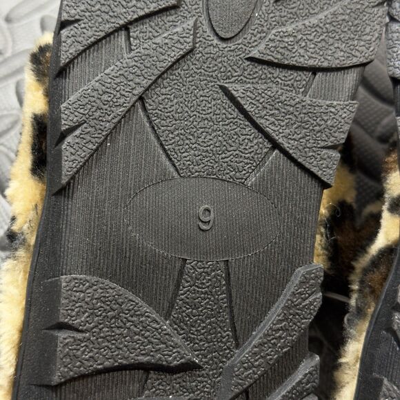 Women's Comfy Faux Fur Lined Mule Size 9 Multi Leopard Print Round Toe Slip On - Picture 4 of 5